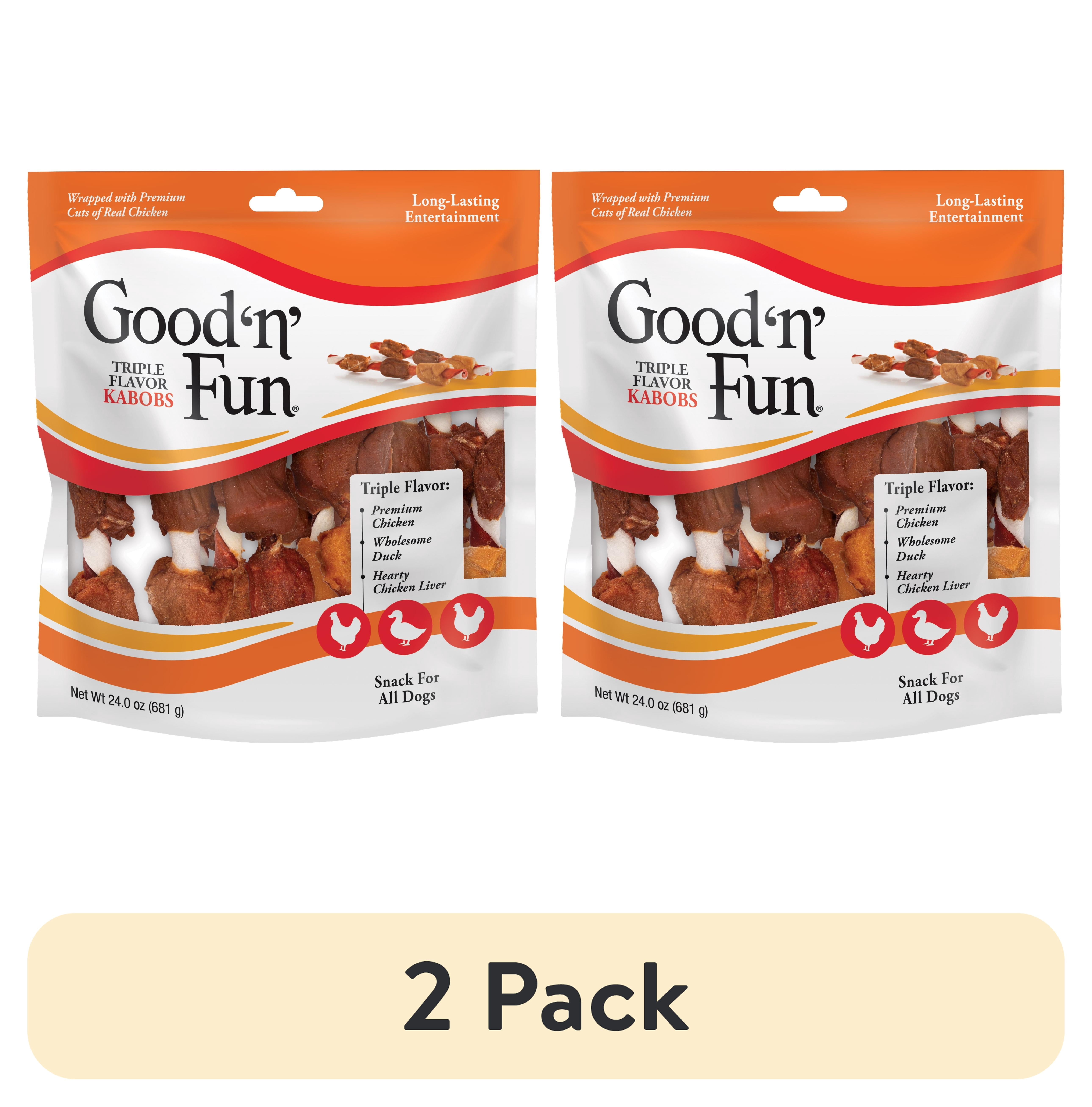 (2 pack) Good ’n’ Fun Triple Flavor Kabobs, Rawhide Chews for All Dogs, 24 oz