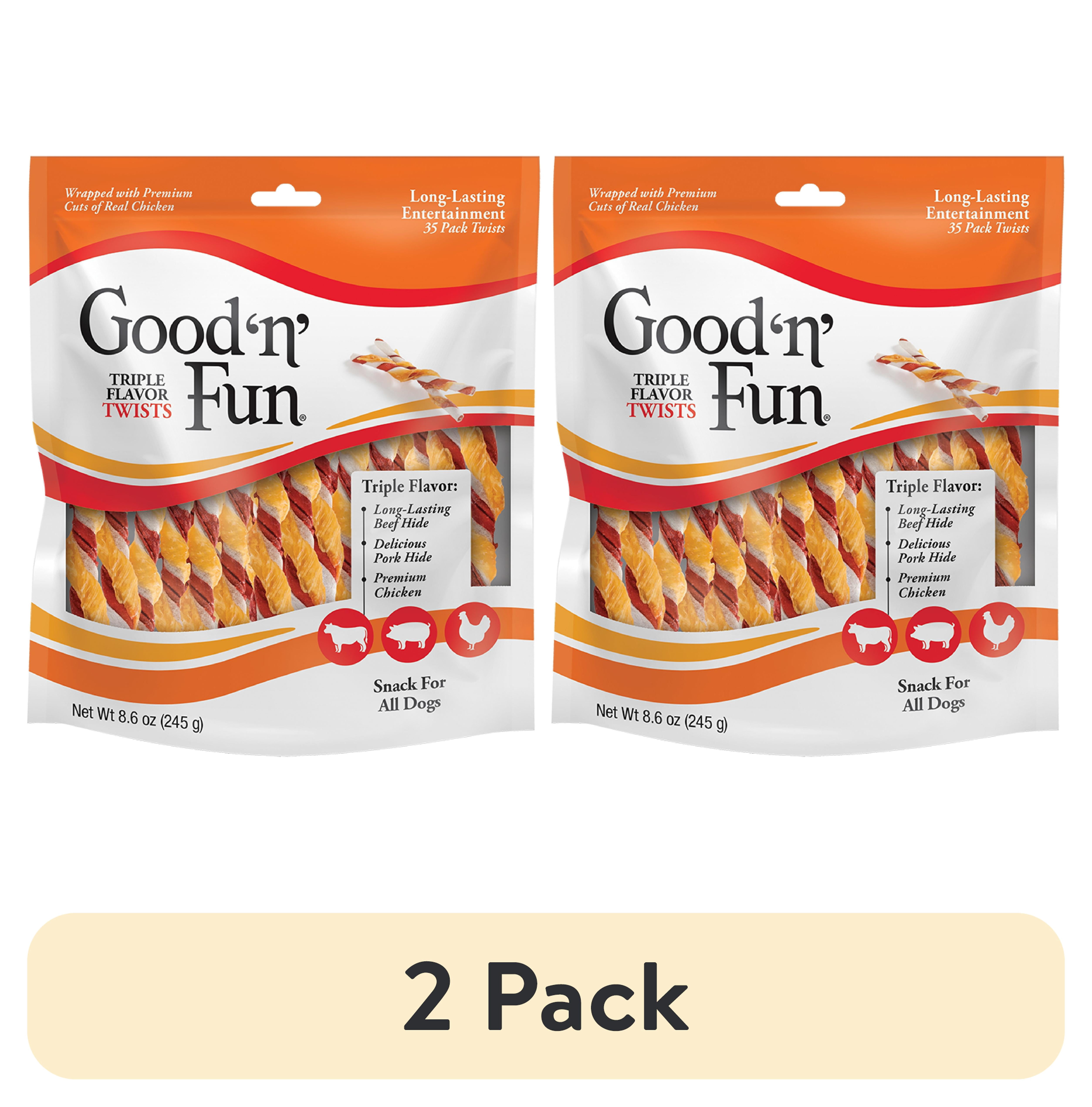 (2 pack) Good 'n' Fun Triple Flavor Twists, Rawhide Chews for All Dogs, 35 Count