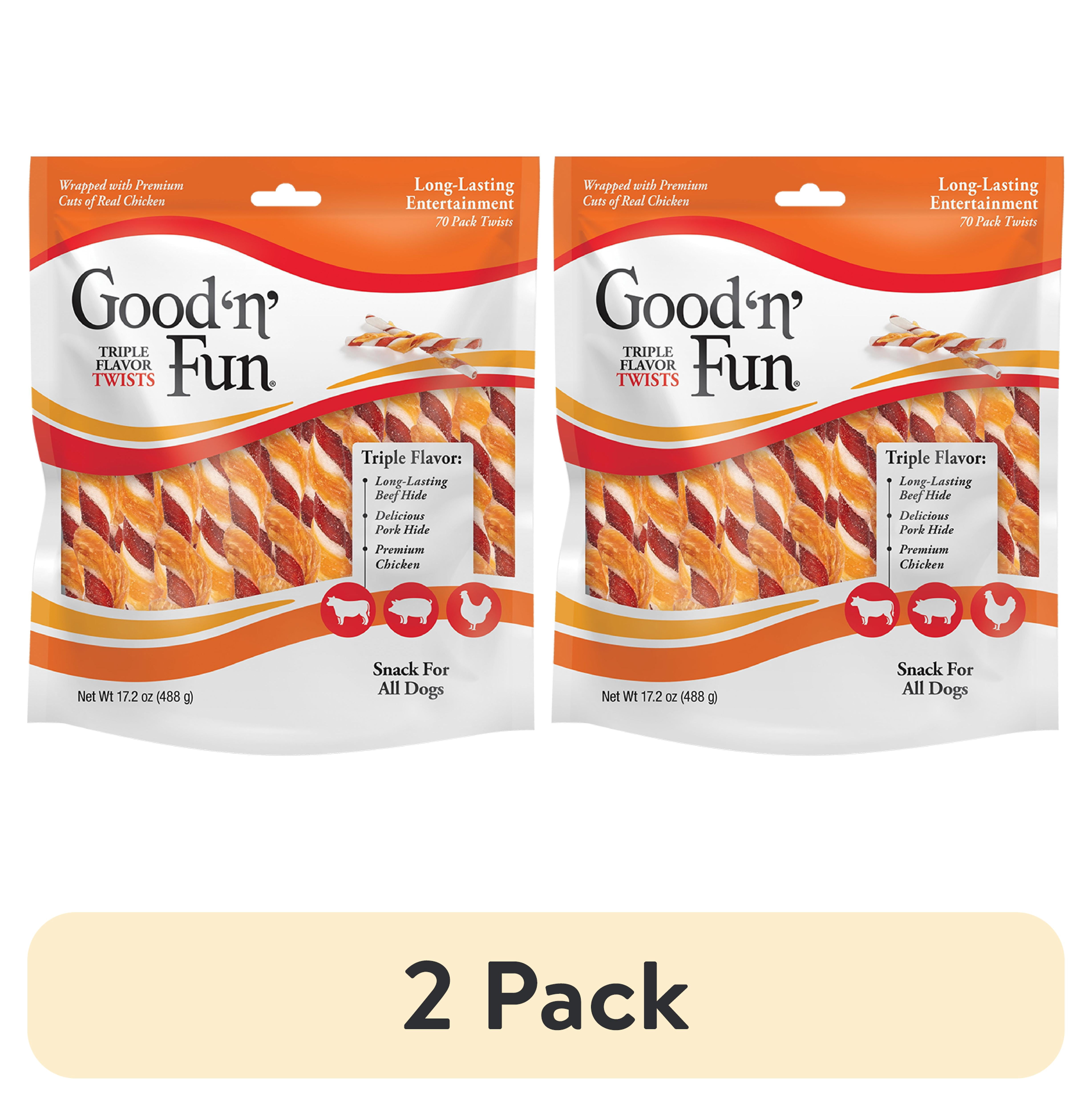 (2 pack) Good 'n' Fun Triple Flavor Twists, Rawhide Chews for All Dogs, 70 Count
