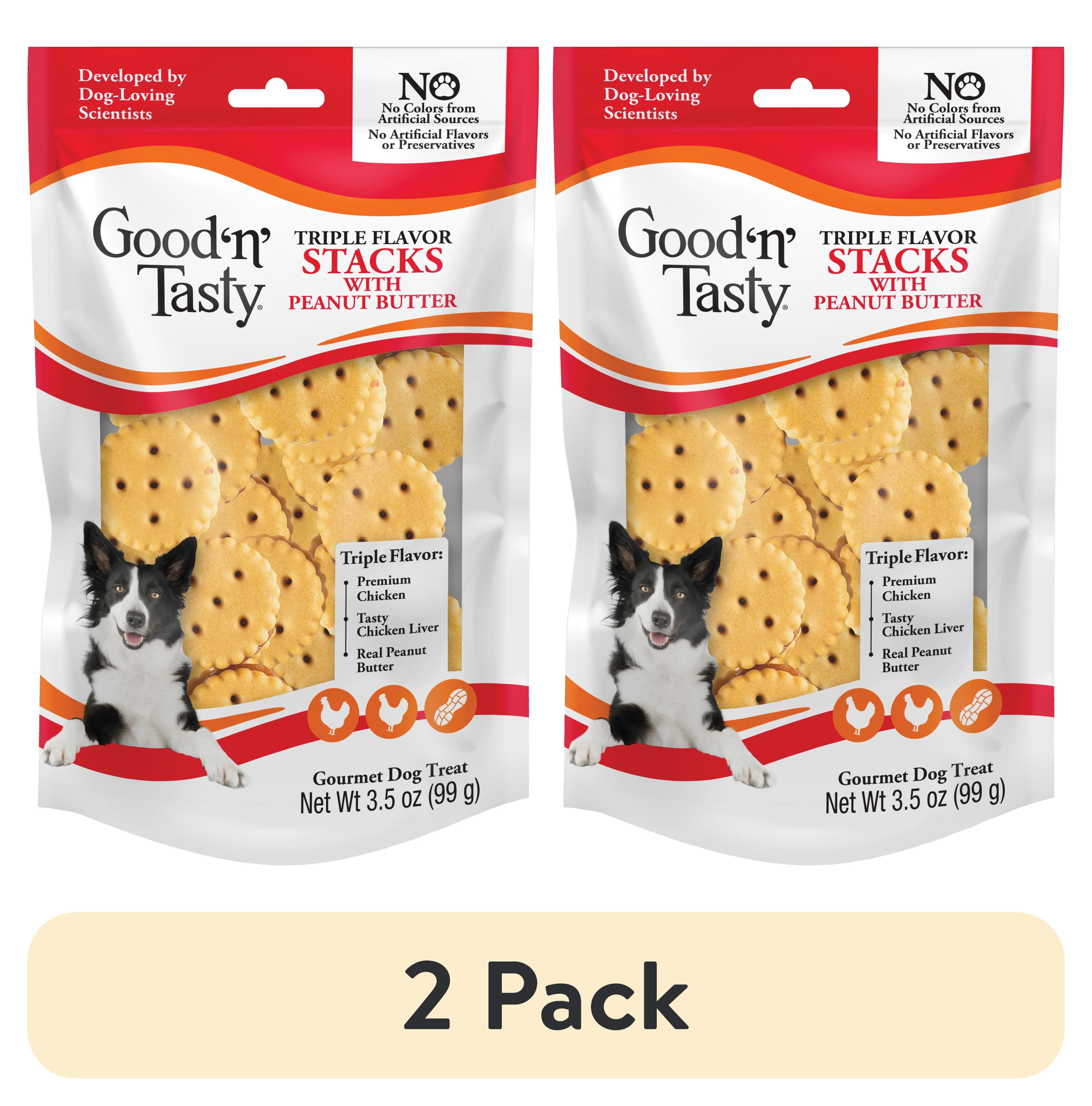 (2 pack) Good ‘n’ Tasty Triple Flavor Stacks, Treats for All Dogs with Chicken and Peanut Butter, 3.5 oz