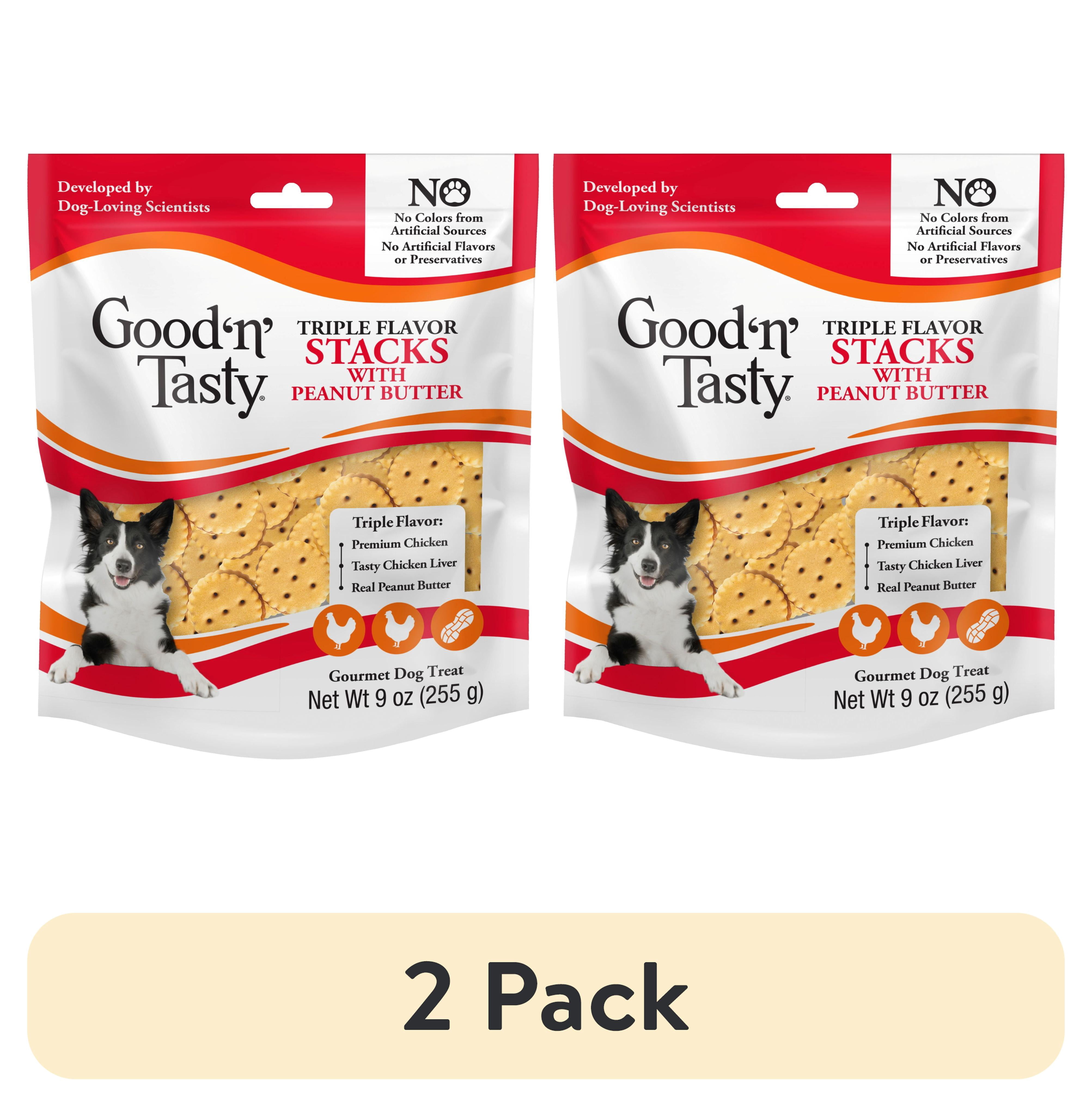 (2 pack) Good ‘n’ Tasty Triple Flavor Stacks, Treats for All Dogs with Chicken and Peanut Butter, 9 oz