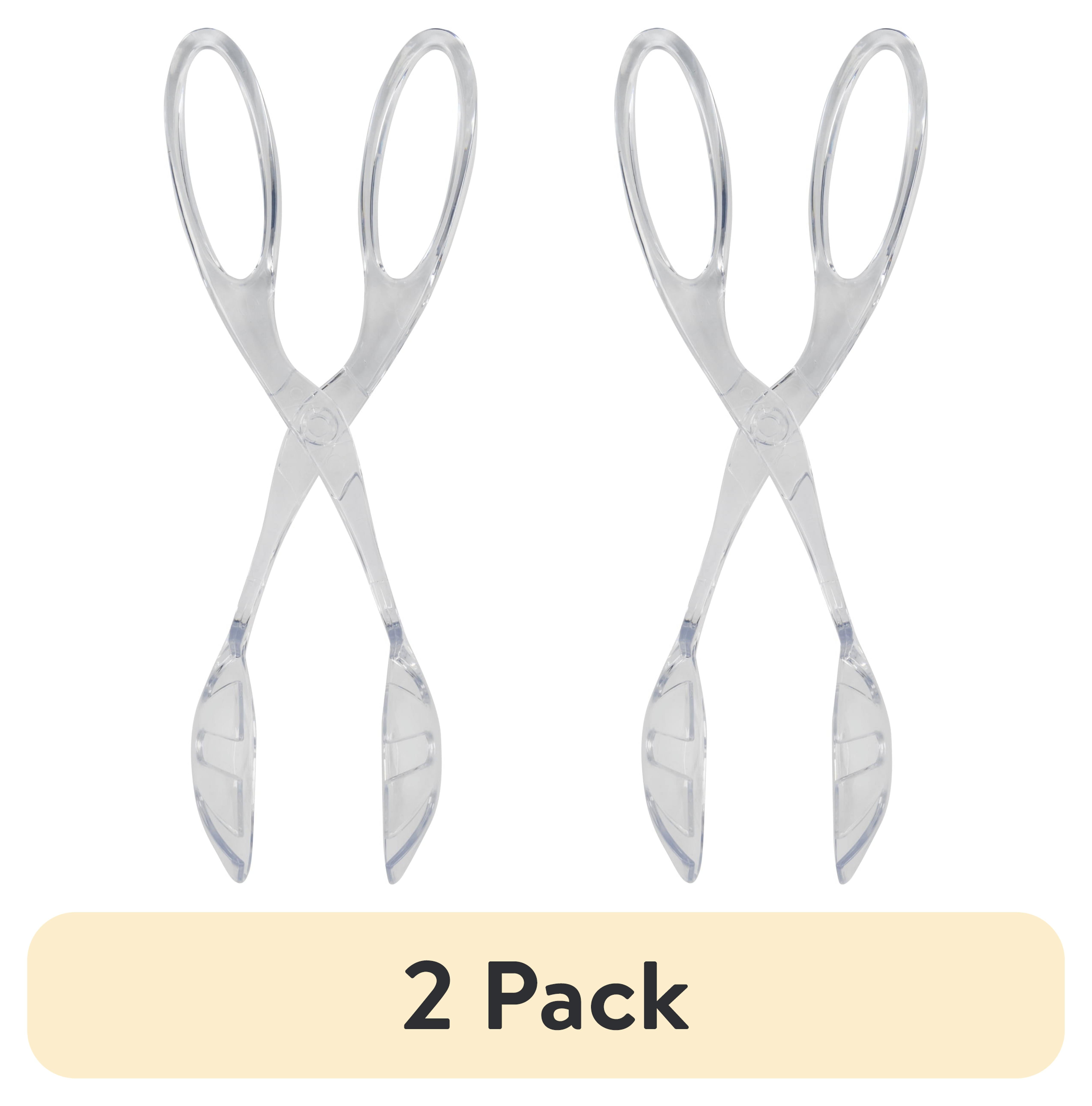 (2 pack) GoodCook 11" BPA-Free Plastic Salad Serving Tongs, Clear