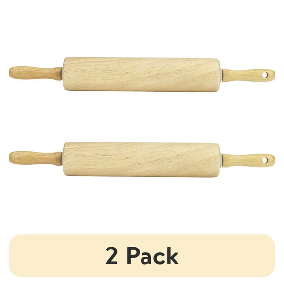 (2 pack) Wood Rolling Pin 10" x 2", Water-Resistant, Wood Barrel Dough Rolling Pin, GoodCook, 1 Piece