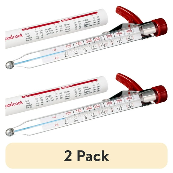(2 pack) GoodCook Precision Candy and Deep Fry Thermometer with Clear/Red Storage Sleeve