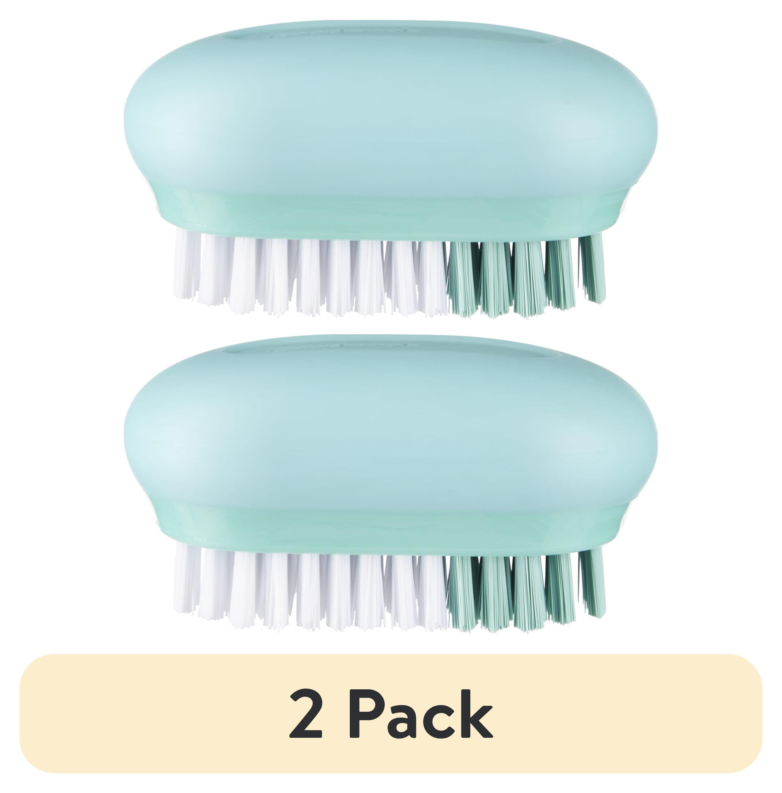 (2 pack) GoodCook Pro Veggie Brush, Firm White & Soft Mint Bristles, Ergonomic Non-Slip Handle