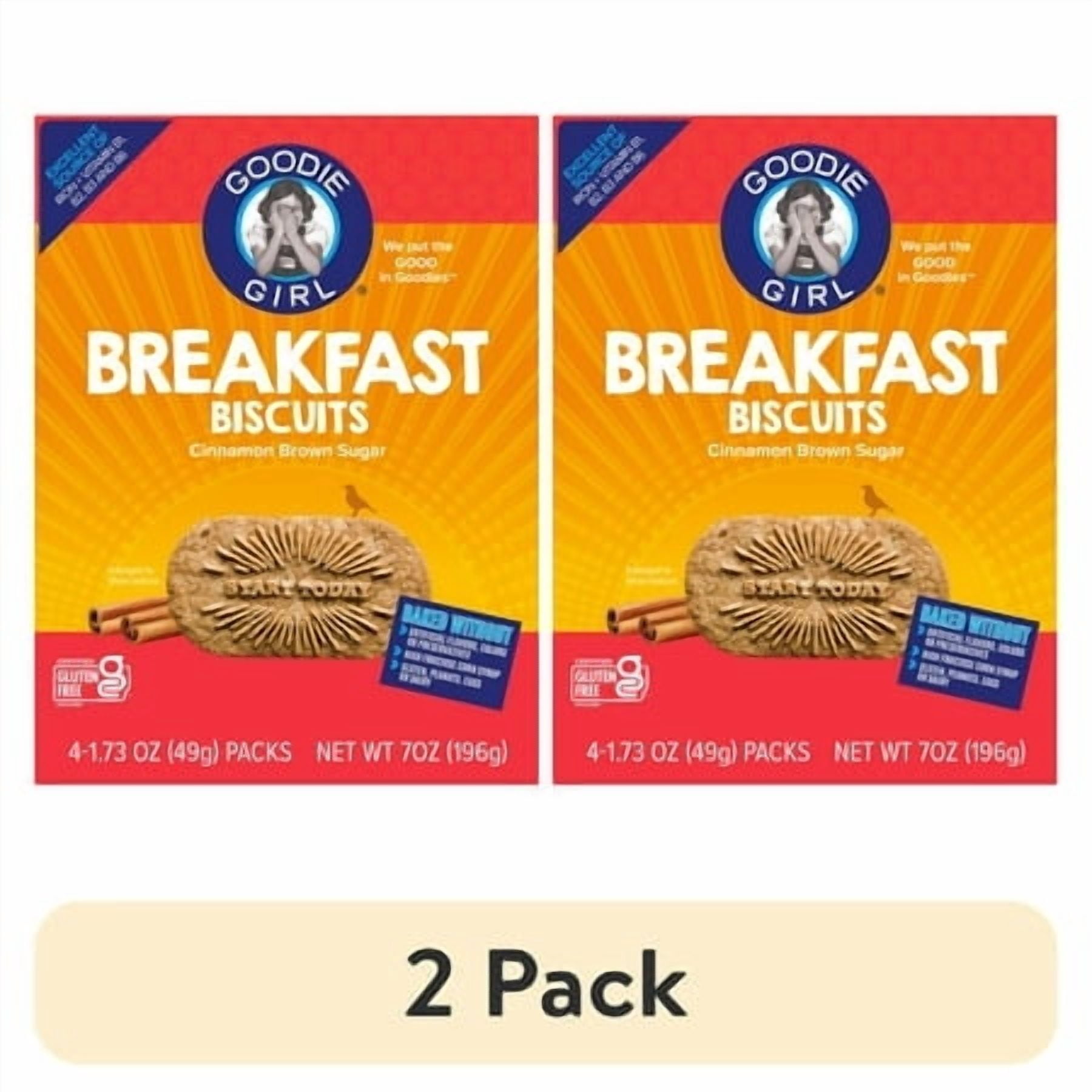 (2 pack) Goodie Girl Cinnamon Brown Sugar Breakfast Biscuits, Shelf Stable, 1.73 oz, 3 Per Pack