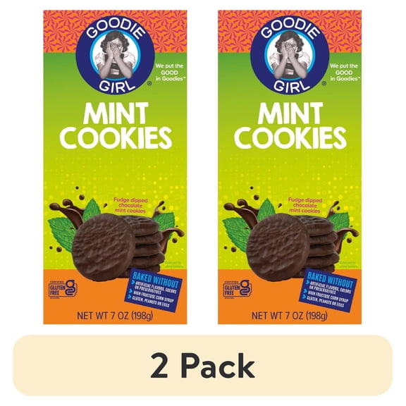 (2 pack) Goodie Girl Mint Cookies - Gluten-Free, Peanut-Free, No High Fructose Corn Syrup, 7 oz