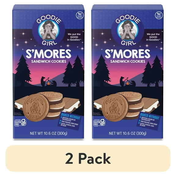 (2 pack) Goodie Girl SMores Sandwich Cookies, Shelf Stable, 10.6 oz, 24 Cookies Per Pack, Great for Snacking