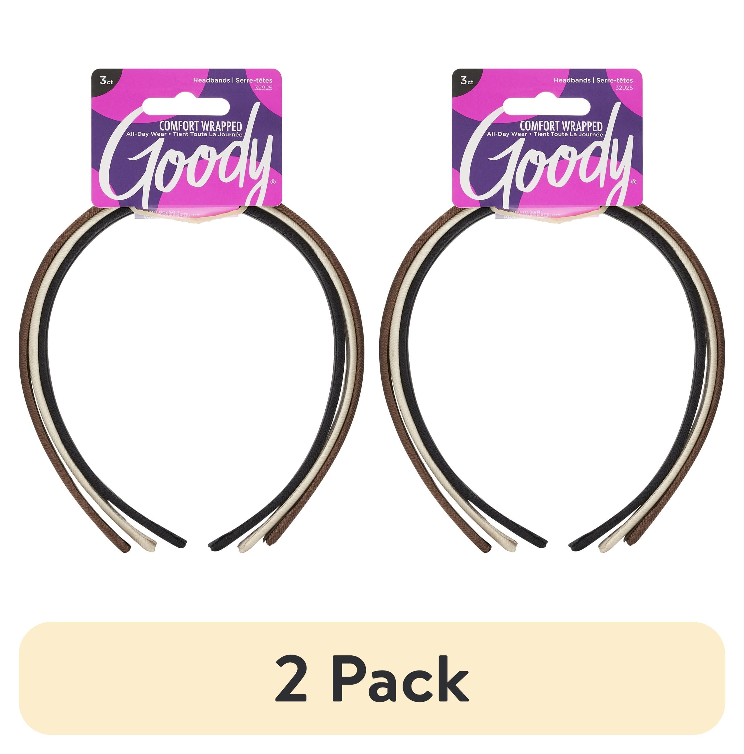 (2 pack) Goody Fabric Covered Headbands for All Hair Types, Neutral Tones, Comfort Fit, 3 Ct