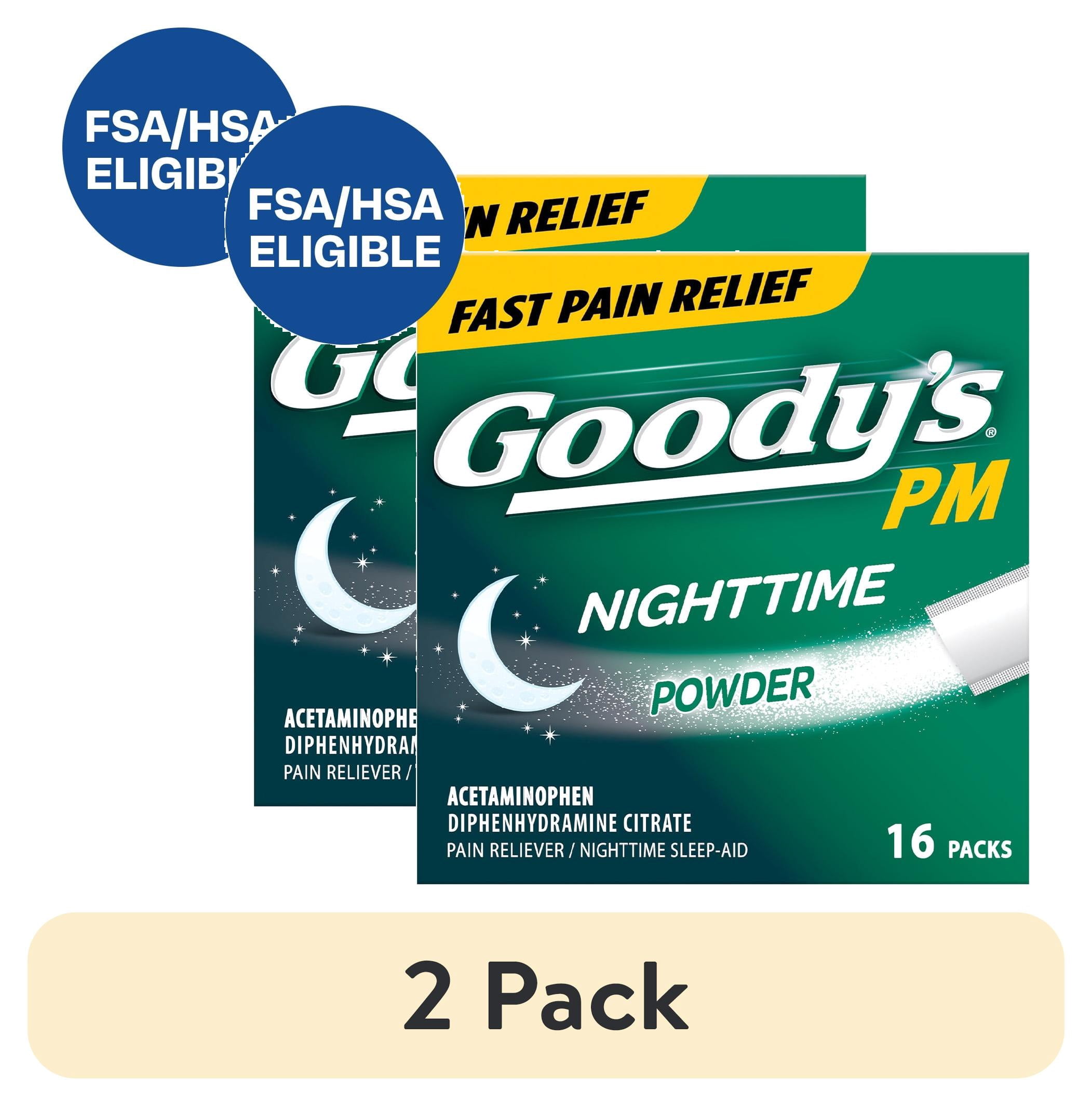 (2 pack) Goody's PM For Pain with Sleeplessness Nighttime Powder, Sleep Support, 16 Powder Sticks