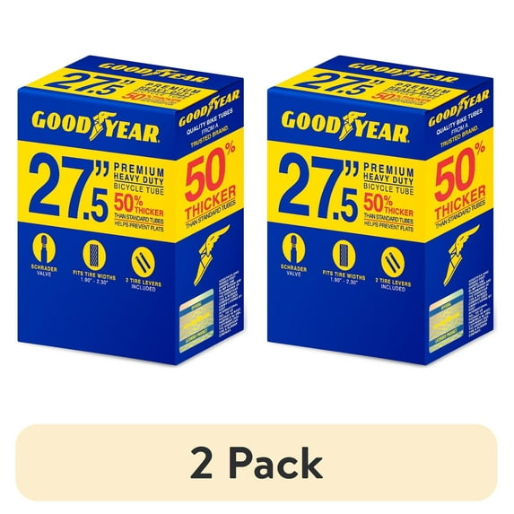 (2 pack) Goodyear 27.5" x 1.9"-2.3" Heavy Duty Bike Tube, Black