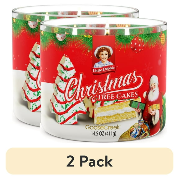 (2 pack) Goose Creek 3-Wick Little Debbie Christmas Tree Cakes Scented Jar Candle, 14.5oz.