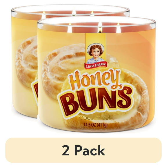 (2 pack) Goose Creek 3-Wick Little Debbie Honey Buns Scented Jar Candle, 14.5oz.