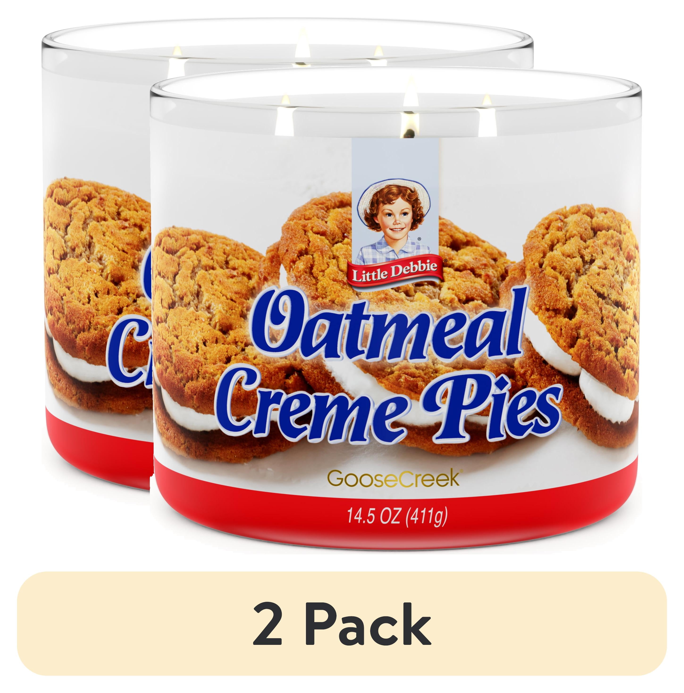 (2 pack) Goose Creek 3-Wick Little Debbie Oatmeal Cream Pies Scented Jar Candle, 14.5oz.