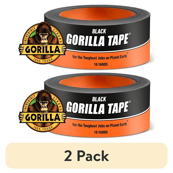 (2 pack) Gorilla 10 Yard Black Duct Tape Single Roll