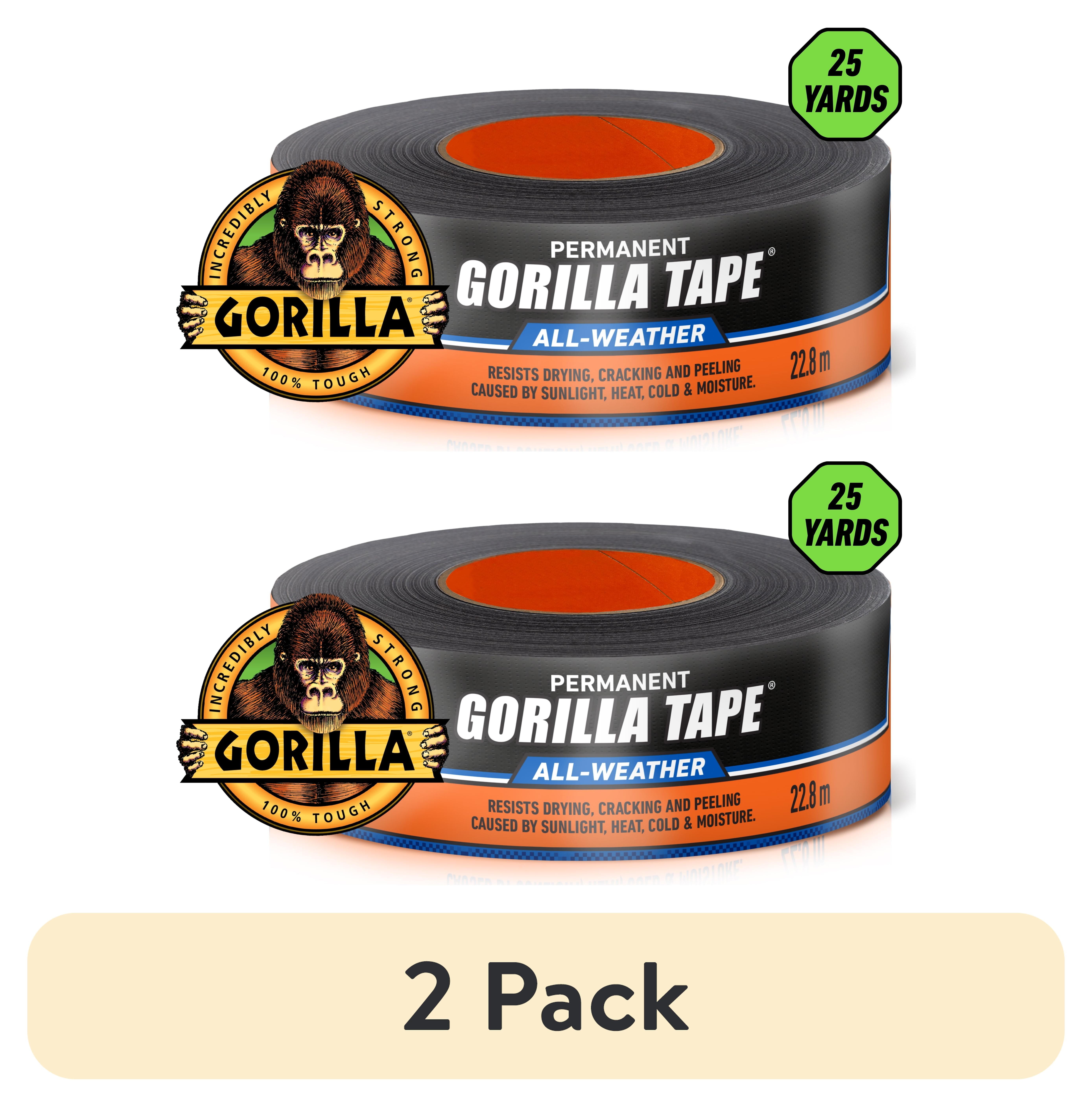 (2 pack) Gorilla All Weather Duct Tape, Black, 1.88" x 25 yd - UV and Temperature Resistant Waterproof Tape for Outdoor Repairs