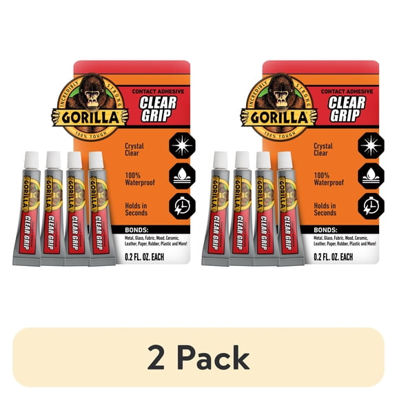 (2 pack) Gorilla Clear Grip Contact Glue 5g Mini Tubes, 4 Count. Assembled Product Weight