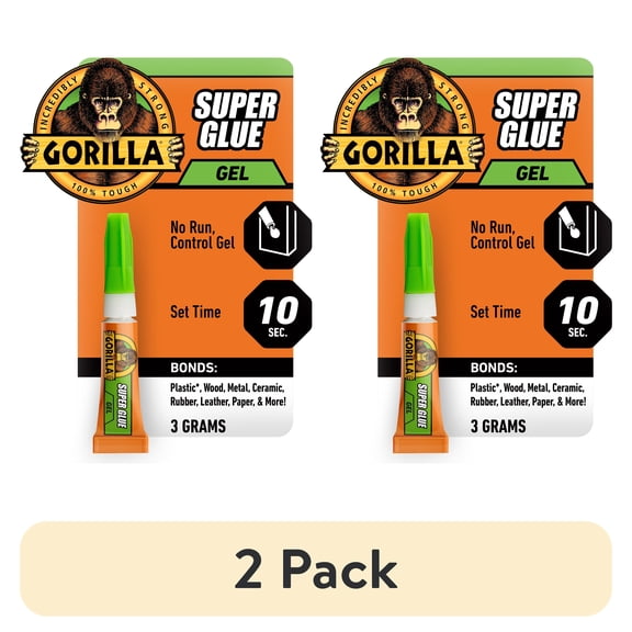 (2 pack) Gorilla Clear Super Glue Gel, 3 Gram Tube