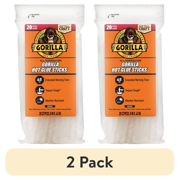 (2 pack) Gorilla Glue Clear Hot Glue Sticks, 8" x .43", 20-Count, Full Size