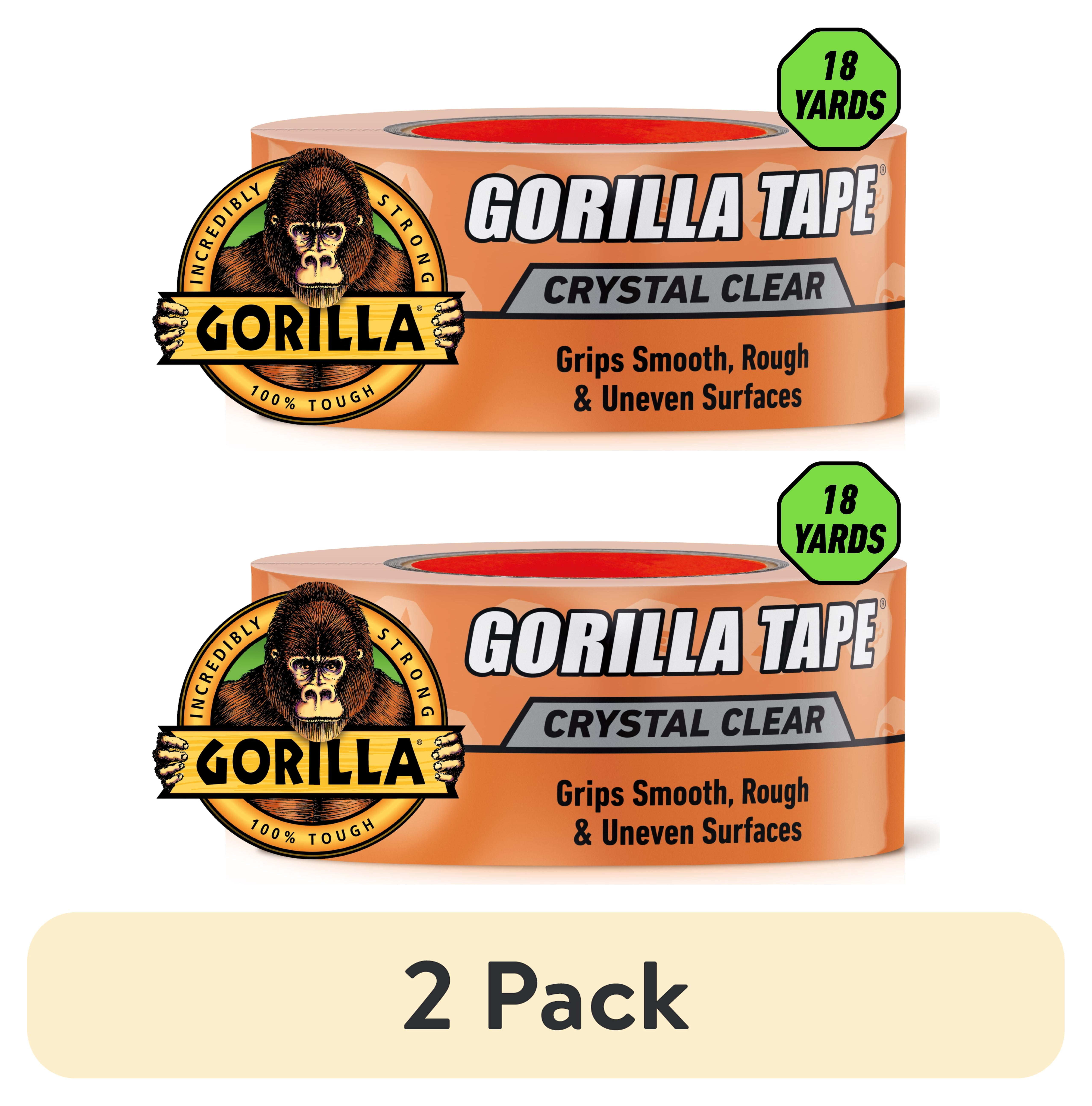 (2 pack) Gorilla Crystal Clear Tape, 1.88” x 18 yd - Weather Resistant for Indoor or Outdoor Projects and Repairs