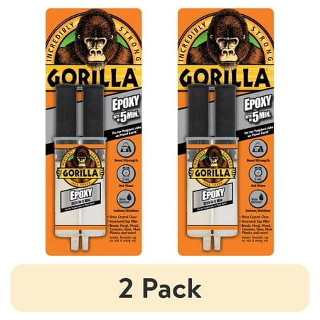 (2 pack) Gorilla Glue Epoxy Resin and Hardener Clear 0.85 oz Syringe