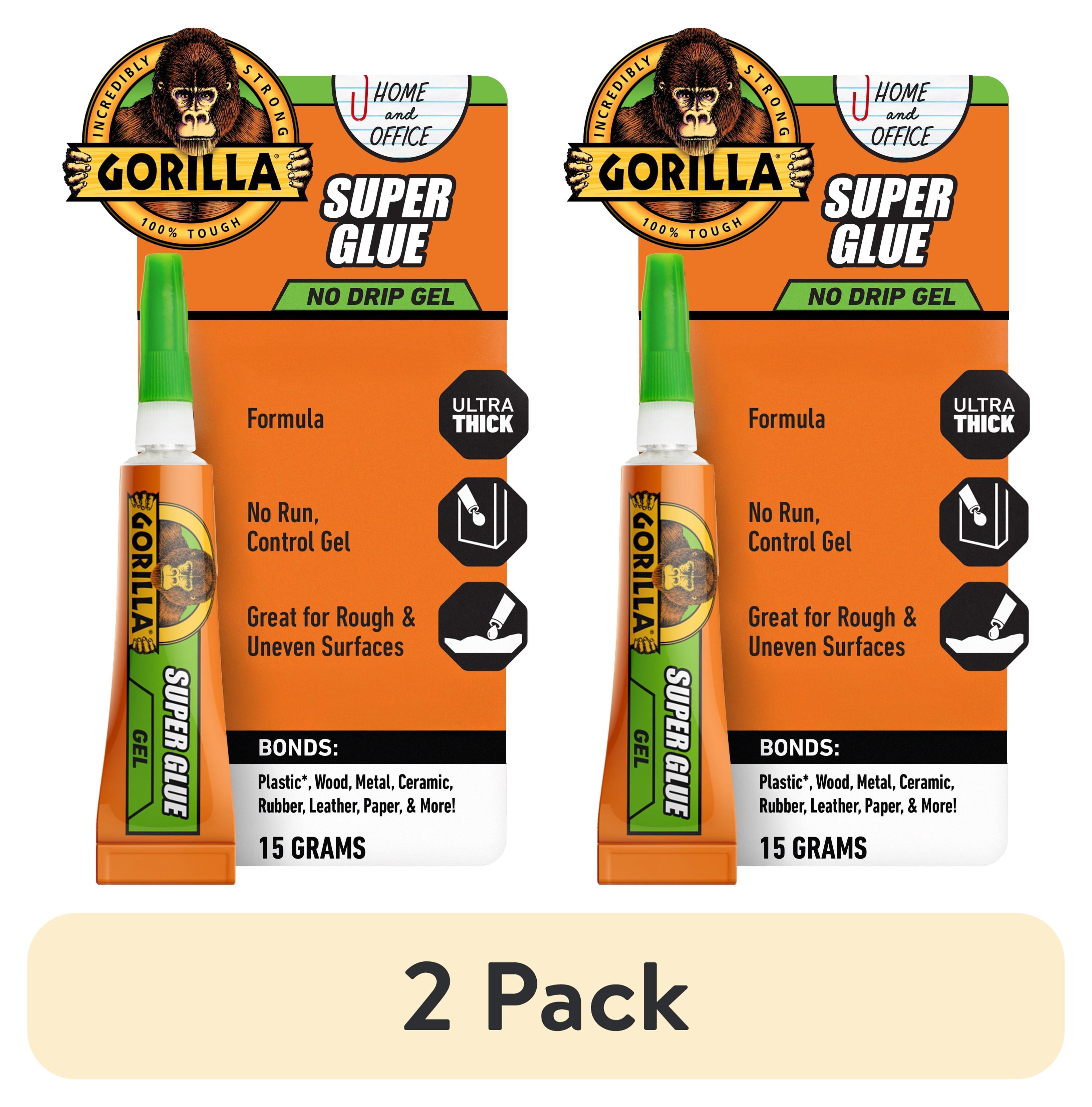 (2 pack) Gorilla Glue No Drip Gel, Precision Tip, 15 Gram, Dries in 10-45 Seconds