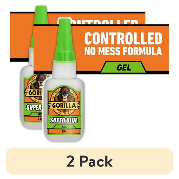 (2 pack) Gorilla Glue Super Glue Gel (15g) Clear Color, Pack of 1
