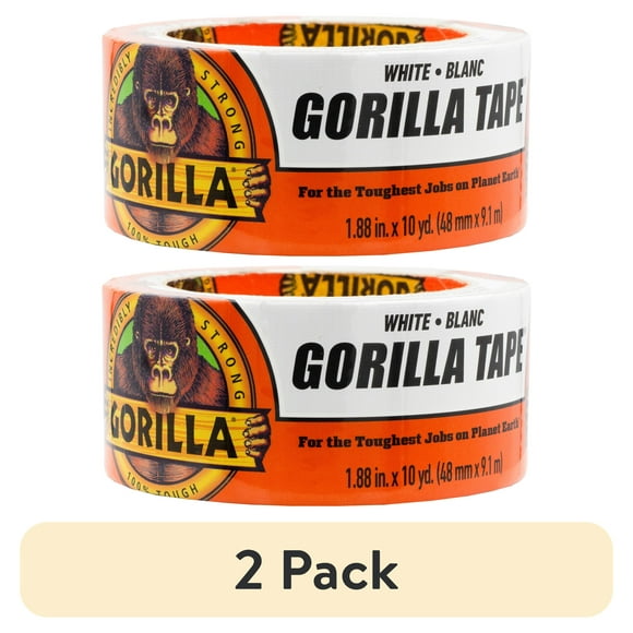 (2 pack) Gorilla Glue White Tape, 10 yd Roll, Incredibly Thick and Strong