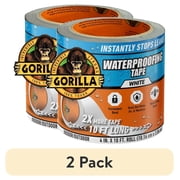 2 pack Gorilla Glue White Waterproof Patch and Seal Repair and Sealant Tape, 10 Foot Roll