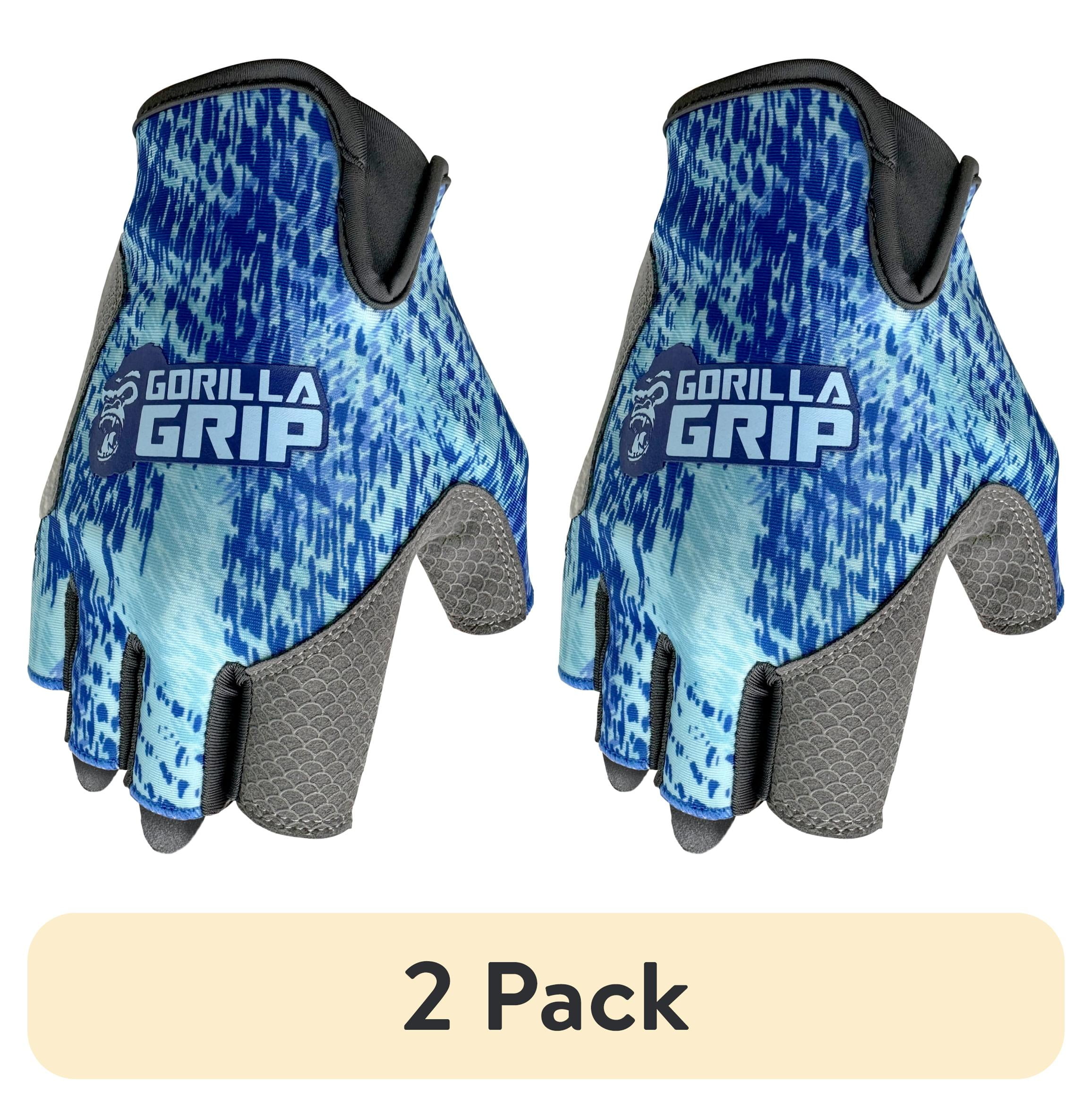 (2 pack) Gorilla Grip High Performance Finger-less Gloves, Blue Shatter, Heavy Duty Lycra, L, Unisex, 1 Pair