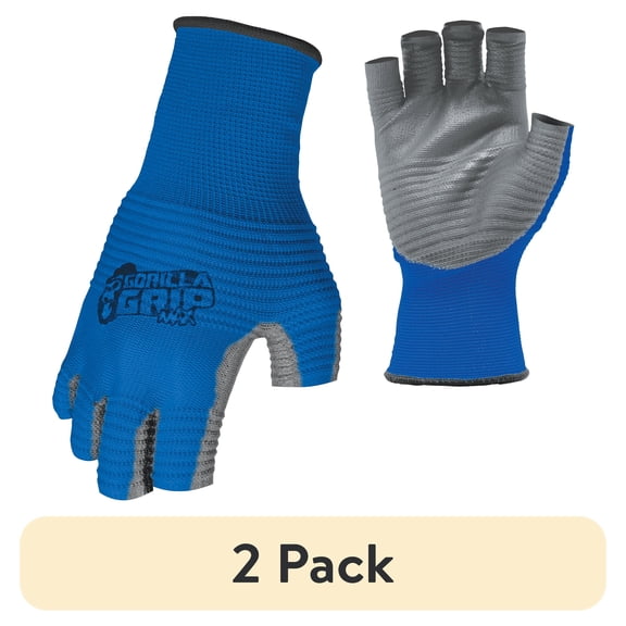 (2 pack) Gorilla Grip MAX Fingerless Glove No Slip Polymer Grip - One Size Fits Most, Model# 25820-26