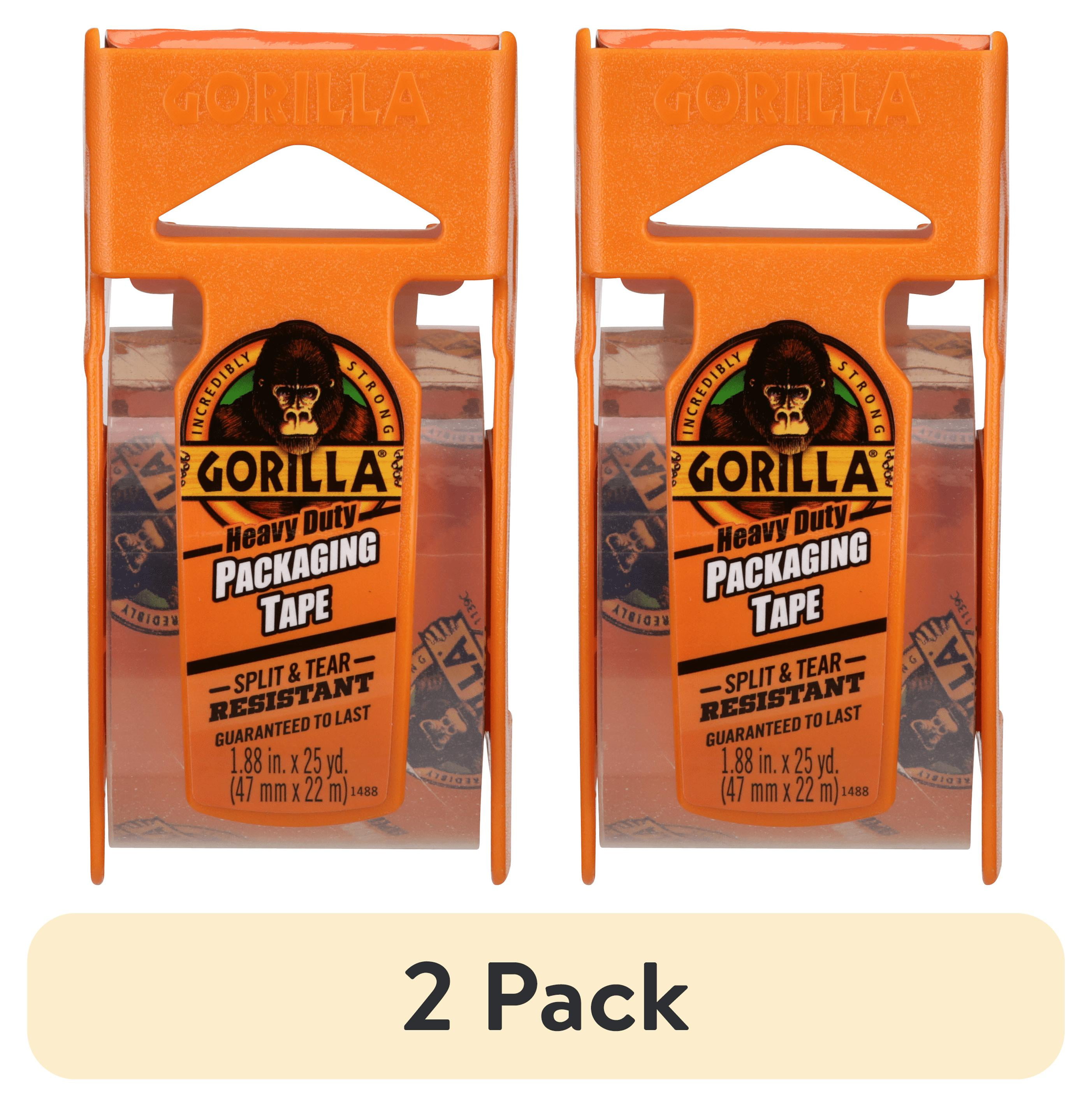 (2 pack) Gorilla Heavy Duty Clear Packaging Tape, Clear Color 25 Yard Roll