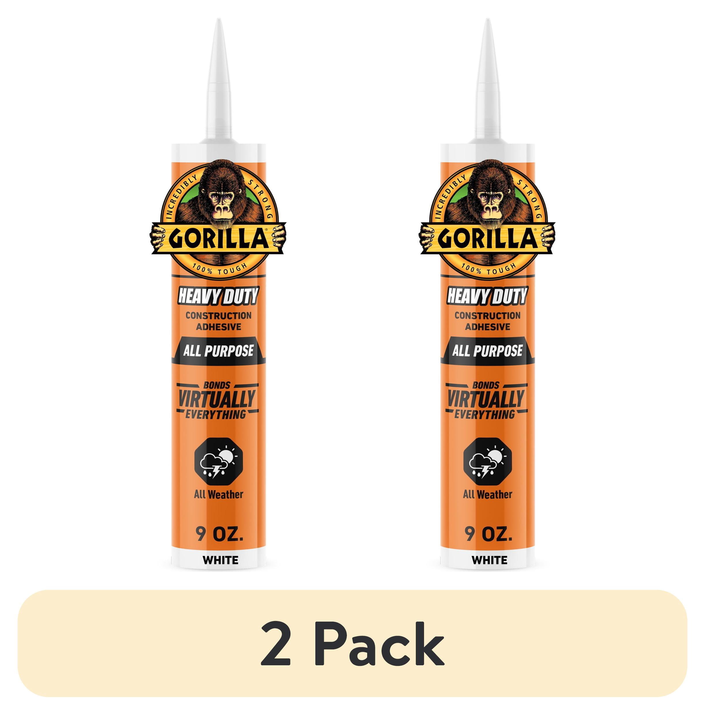 (2 pack) Gorilla Heavy Duty White Construction Adhesive, 9 oz Cartridge