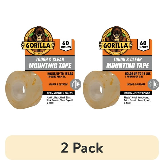 (2 pack) Gorilla Tough & Clear 60in Mounting Tape Model 6065001