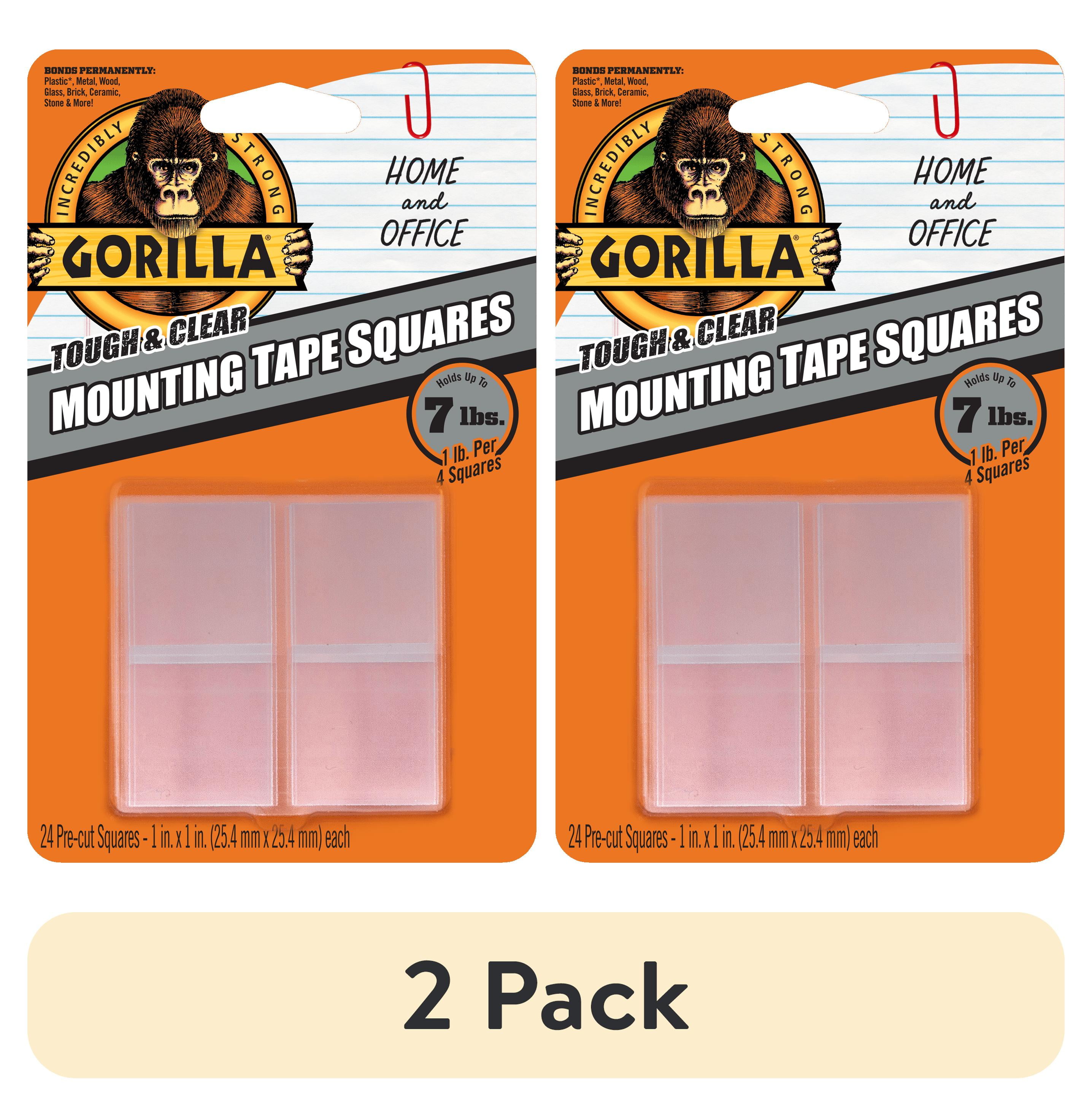 (2 pack) Gorilla "Tough & Clear" Acrylic Foam Adhesive, 1" Mounting Tape Squares, 24 Pieces