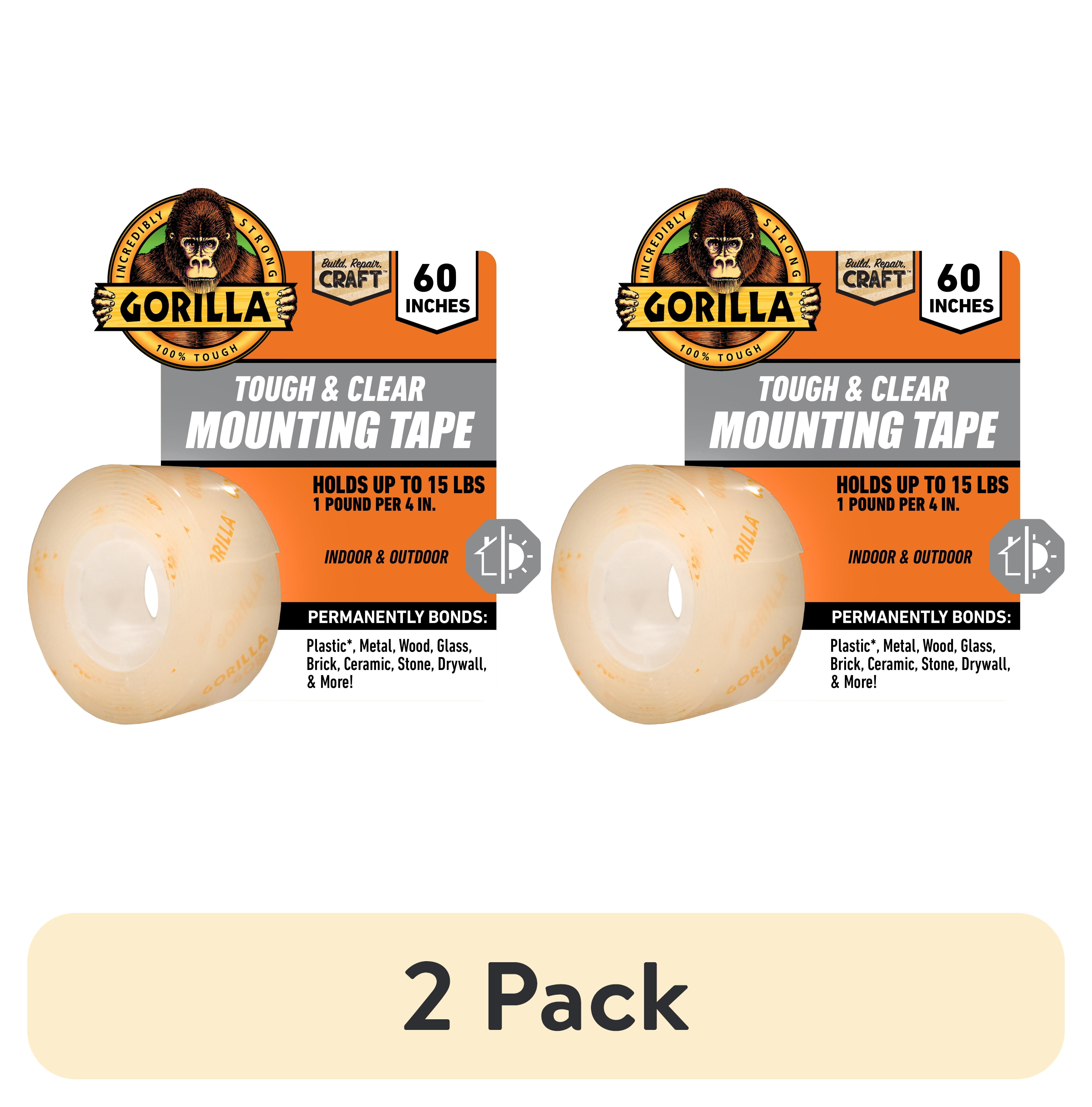 (2 pack) Gorilla Tough & Clear Double-Sided Mounting Tape, 60" Roll-1 Pack/ Model 6065201, New