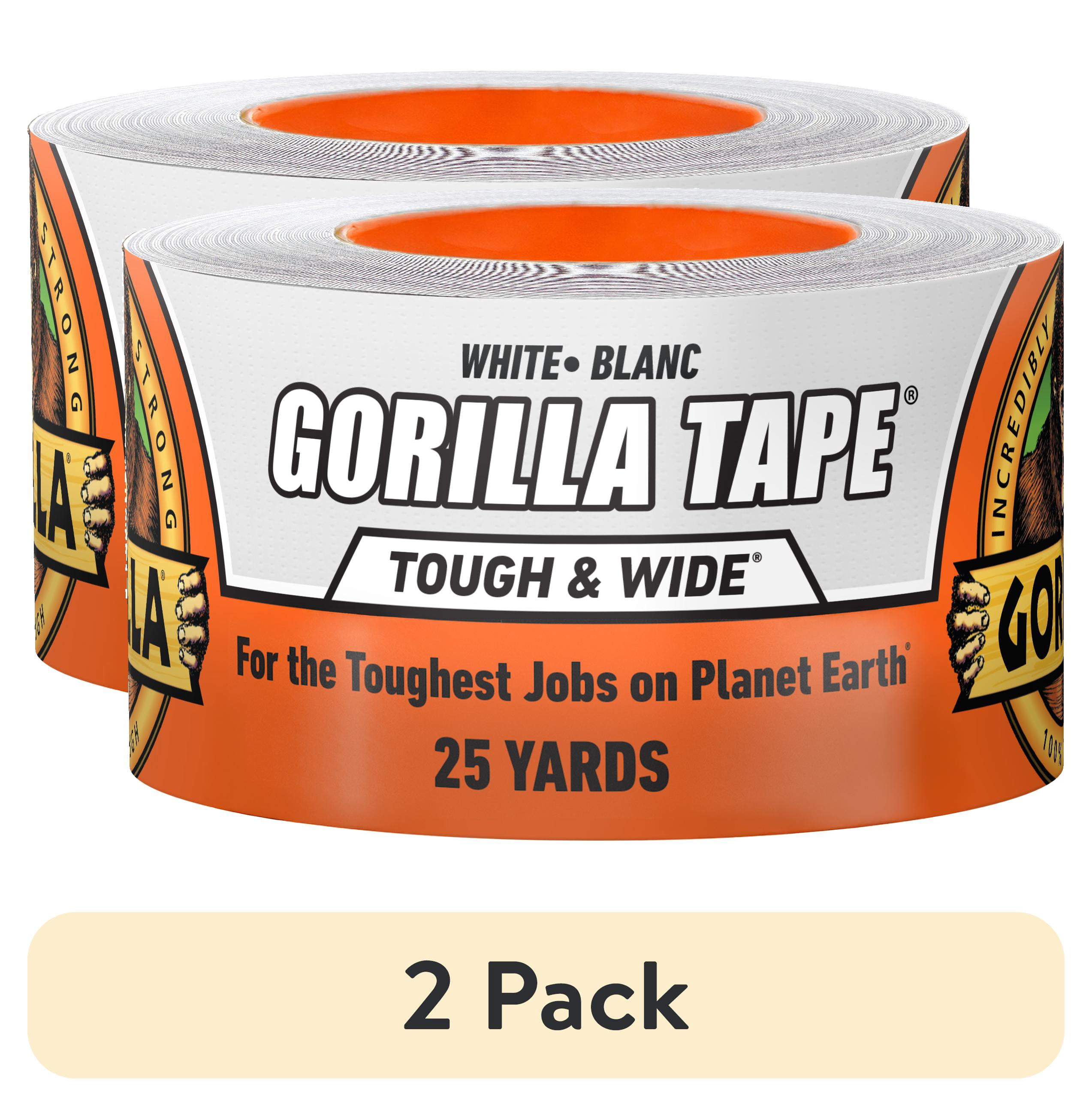 (2 pack) Gorilla Tough & Wide White Duct Tape, 25 Yard Roll