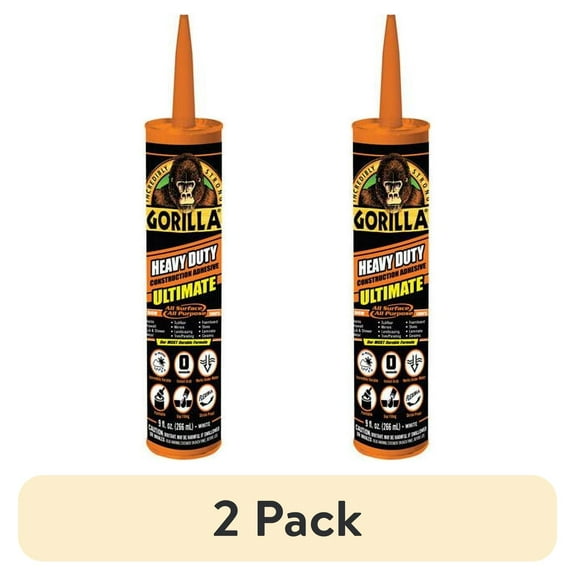 (2 pack) Gorilla Ultimate Construction Adhesive, 9 oz Cartridge. Model is 8008002.