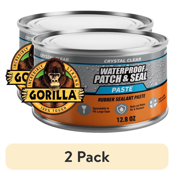 (2 pack) Gorilla Waterproof Patch and Seal Paste Crystal Clear Can