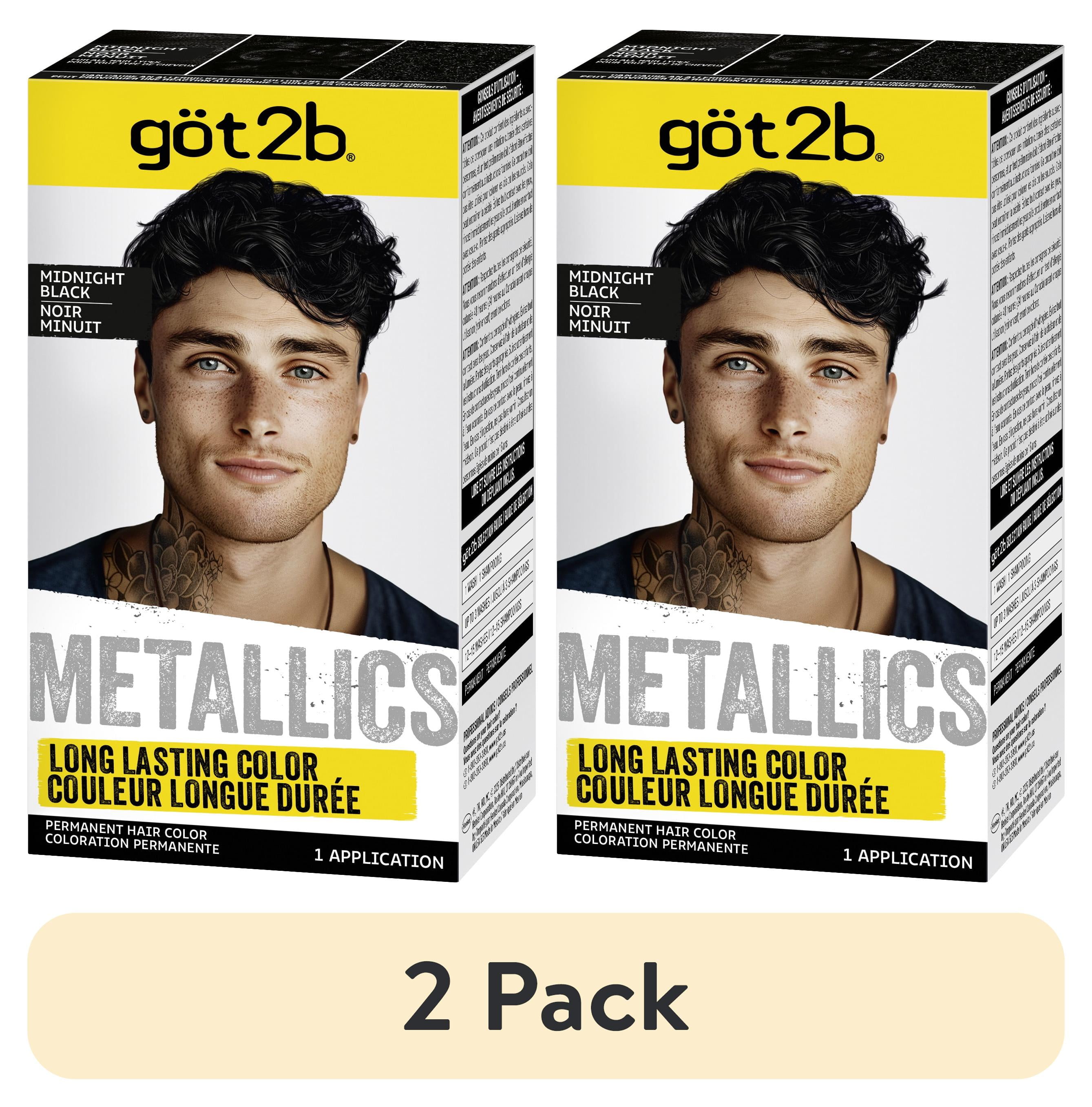 2 pack) got2b Metallics Permanent Hair Dye, M48 Midnight Black
