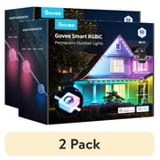 (2 pack) Govee 50ft RGBIC Smart White Permanent Outdoor LED Strip Lights with 36 Lights, Color-Changing, IP67 Waterproof, WiFi + Bluetooth, Patio, Garden Decor, Holiday Lighting