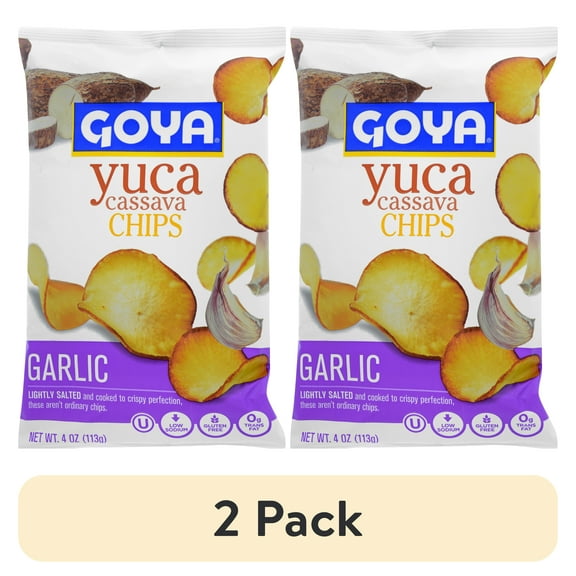 (2 pack) Goya Cassava Chips, Garlic, 4 Oz