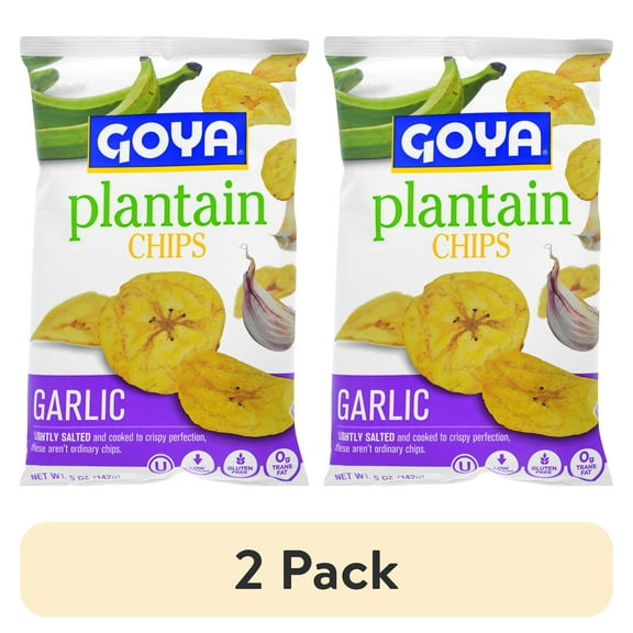 (2 pack) Goya Plantain Chips, Garlic, 5 Oz