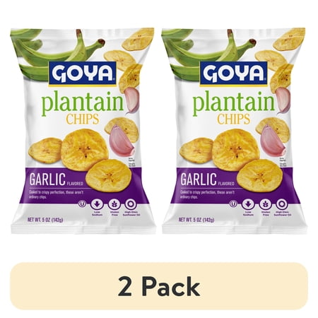 (2 pack) Goya Plantain Chips, Garlic, 5 Oz