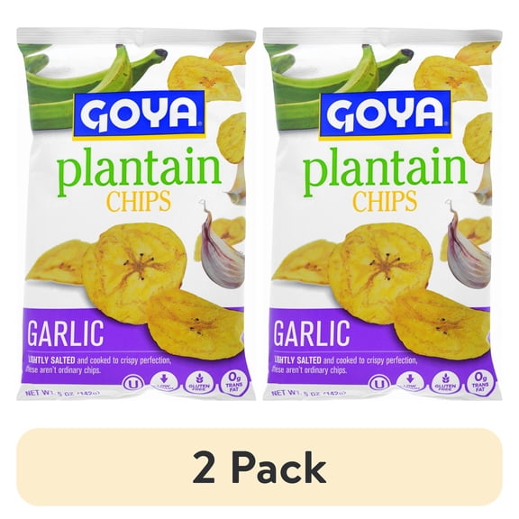(2 pack) Goya Plantain Chips, Garlic, 5 Oz