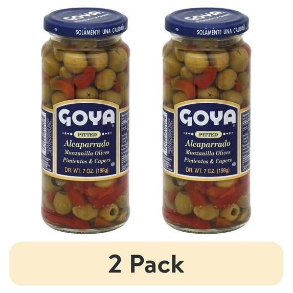 (2 pack) Goya Reduced Sodium Pitted Alcaparado Olives, 7 oz