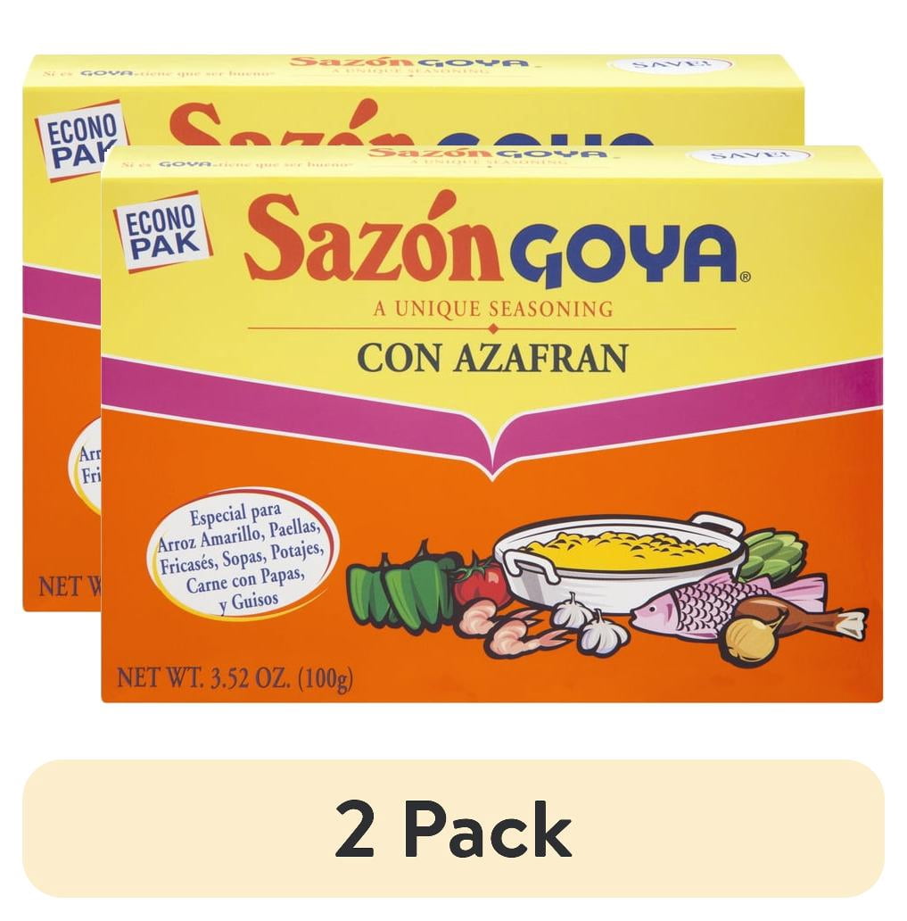 (2 pack) Goya Sazon Con Azafran Seasoning Mix, 3.52 oz Container, Essential Latin American Cuisine Spice
