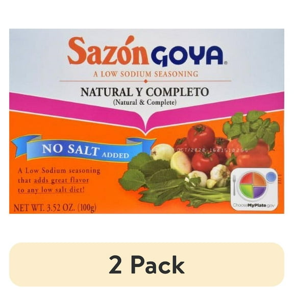(2 pack) Goya Sazon Low Sodium Seasoning, Natural & Complete, 3.53 oz