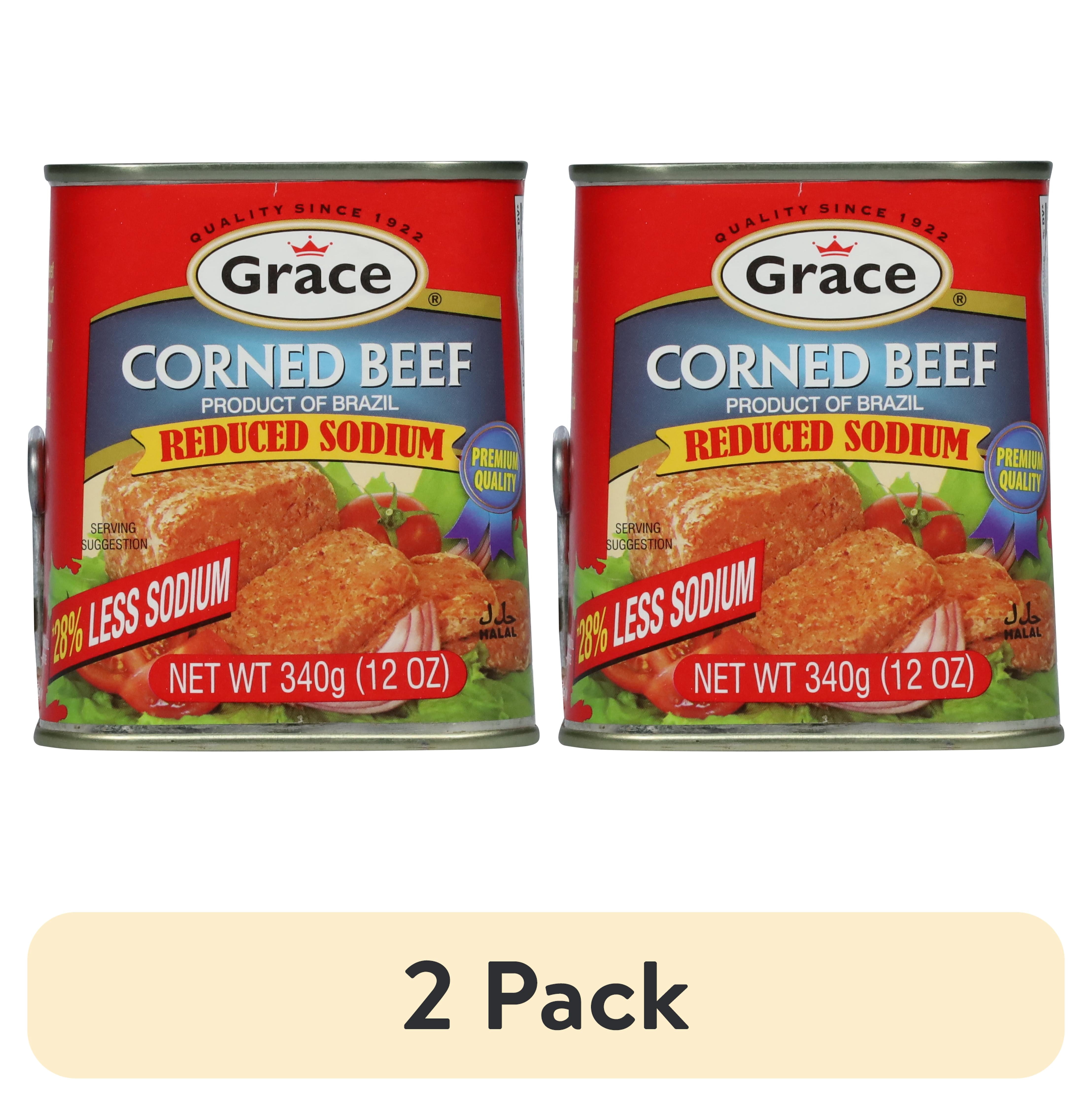 (2 pack) Grace Corn Beef, Reduced Sodium, 12 oz Can