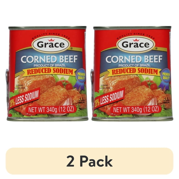 (2 pack) Grace Corn Beef, Reduced Sodium, 12 oz Can